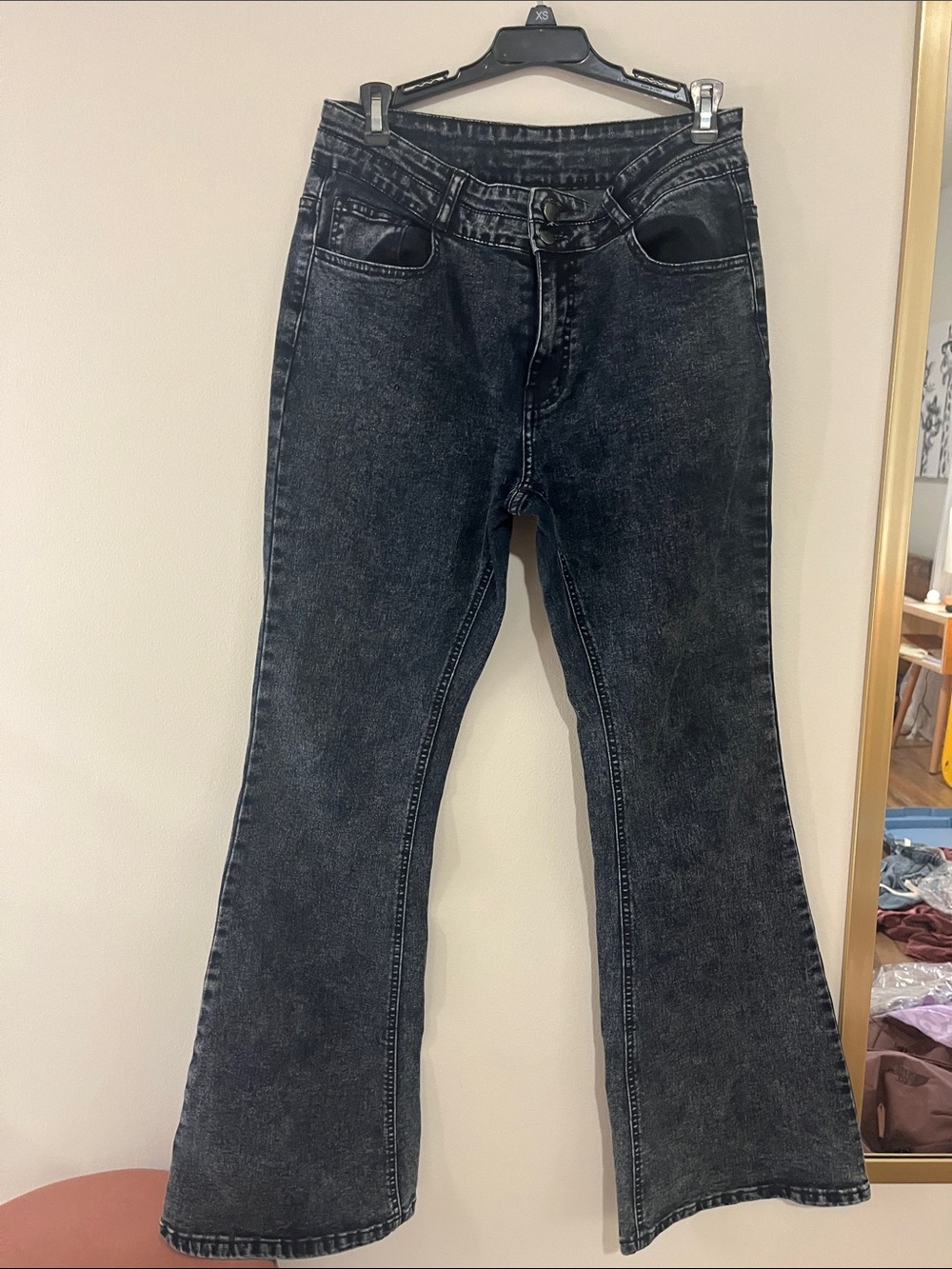 High-Rise Black Washed Flare Jeans